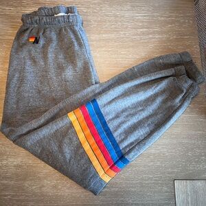 Aviator Nation  5 Stripe Sweatpants, Heather Grey/Multi